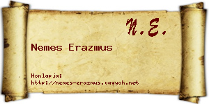 Nemes Erazmus névjegykártya